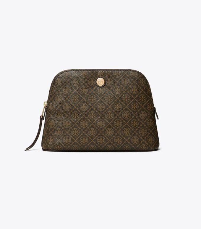 Trousse de maquillage bombée en toile enduite T Monogram T Trousse de maquillage bombée en toile enduite T Monogram T