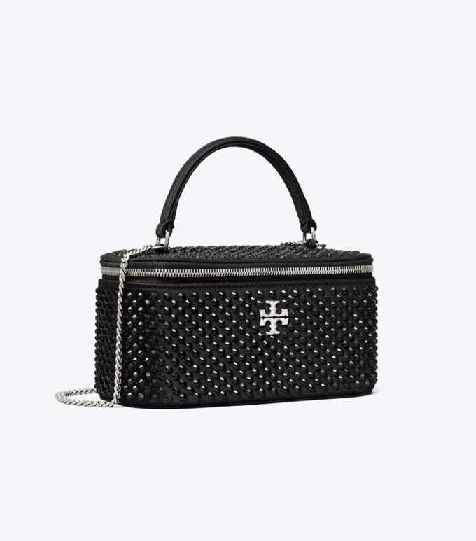 Trousse de toilette en satin embellie Kira Trousse de toilette en satin embellie Kira