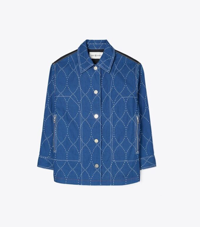 Veste en denim surpiquée Veste en denim surpiquée