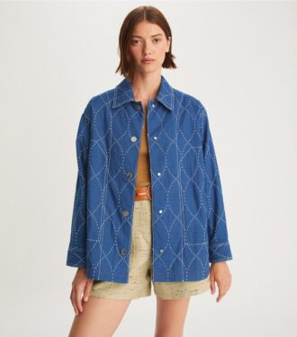 Veste en denim surpiquée
