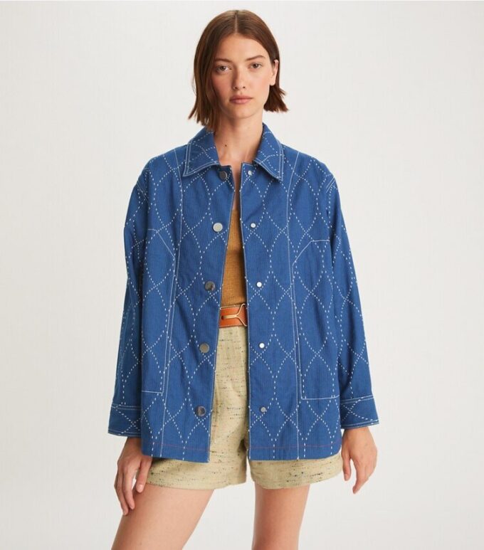 Veste en denim surpiquée Veste en denim surpiquée