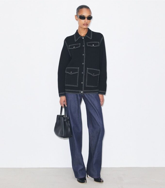 Veste en laine surpiquée Veste en laine surpiquée