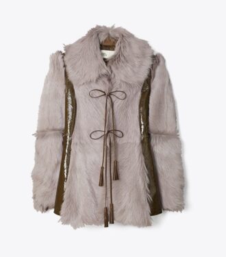 Veste en peau lainée