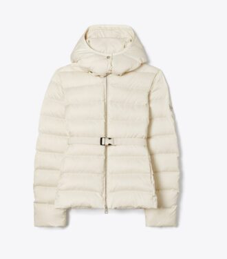 Veste matelassée en satin avec ceinture